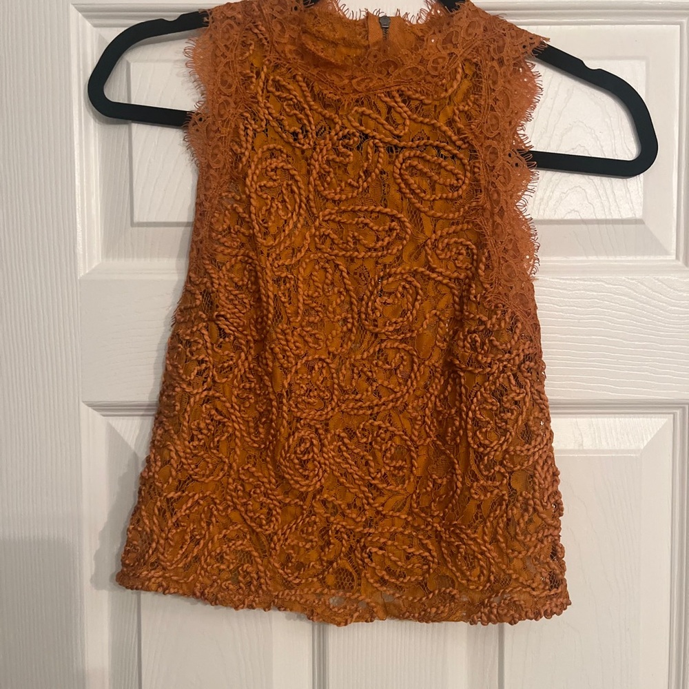 Zara Orange Lace Top